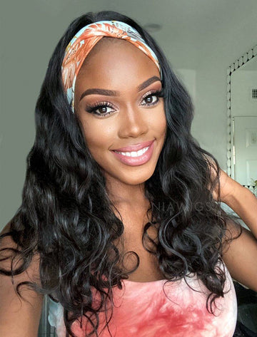 Headband Wig Body Wave Human Hair Wigs (WITH FREE TRENDY HEADBAND)